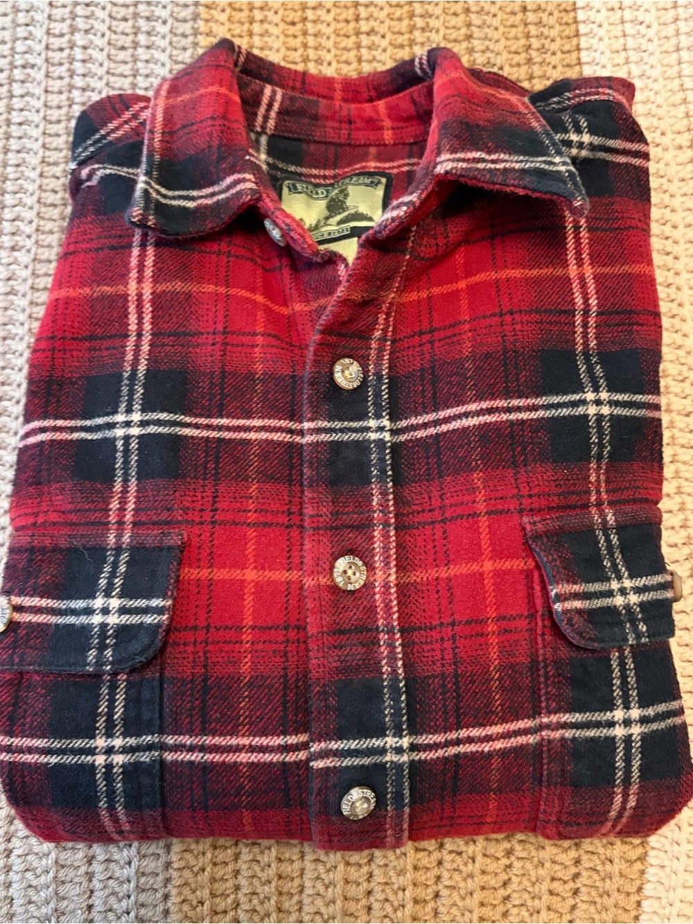 Field & Stream Red and Black Plaid Heavy Flannel Shirt